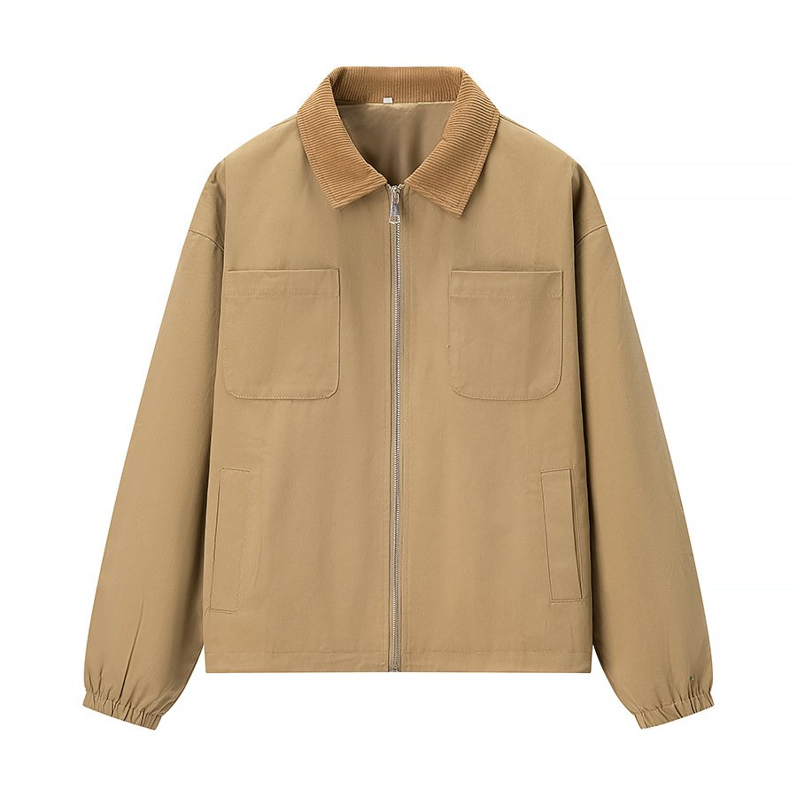 Men's Rugged Canvas Work Jacket with Corduroy Contrast Collar - Image 4