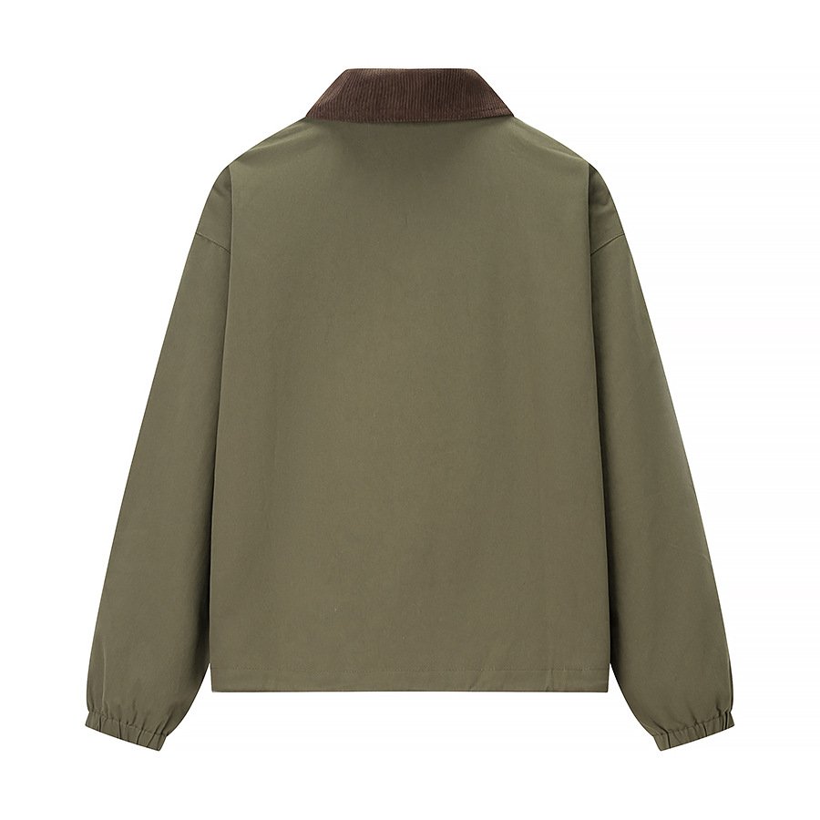 Men's Rugged Canvas Work Jacket with Corduroy Contrast Collar - Image 3